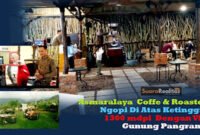 Suasana di Asmaralaya Coffe & Roastery dengan view Gunung Pangrango (Foto: suararealitas.co).