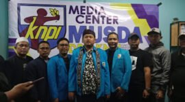 Ketua KNPI Kabupaten Tangerang, periode 2024-2027, Muhammad Yusuf Basnar saat konferensi pers. (Dok. Istimewa).