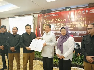 KPU Kabupaten Tangerang telah menetapkan pasangan Maesyal-Intan sebagai pemenang pada Pilkada Serentak 2024 lalu. (Foto: Suara Realitas).