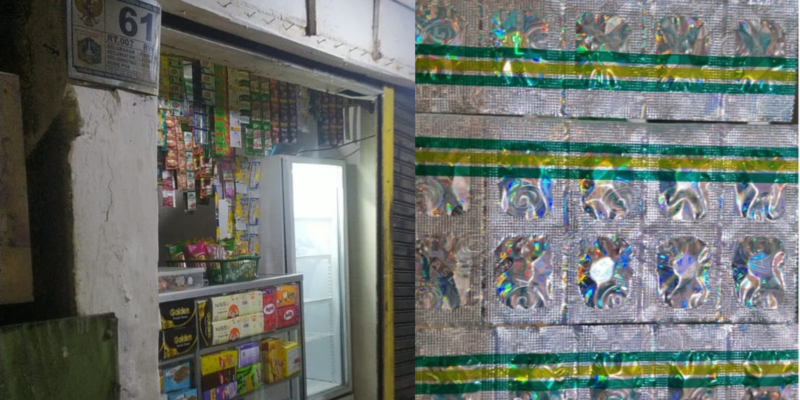 Sebuah toko menjual produk sembako di Jagakarsa yang dijadikan sebagai transaksi pil koplo, sehingga diduga di back up oleh oknum anggota TNI. (Foto: Suara Realitas).