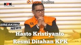 Hasto Kristiyanto Resmi Ditahan KPK Memakai Rompi Orange (foto:suararealitas)