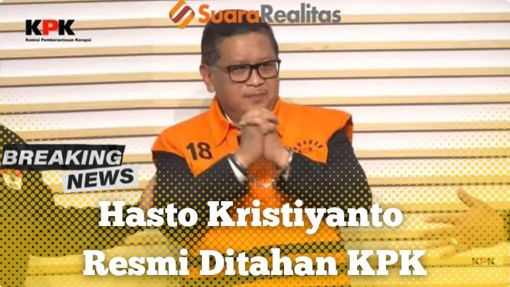 Hasto Kristiyanto Resmi Ditahan KPK Memakai Rompi Orange (foto:suararealitas)