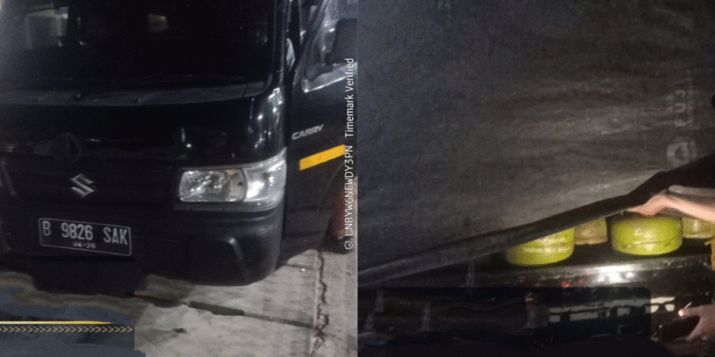 POTRET: tertangkapnya sebuah pick up yang berisikan gas suntikan dari Rumpin, Kabupaten Bogor, Jawa Barat yang siap didistribusikan ke agen-agen. (Foto: Ekslusif suararealitas.co).