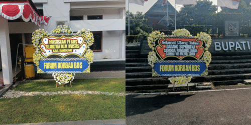 Karangan Bunga ‘Pansuskan PT BDS Selamatkan Investasi Iklim’ Muncul di Gedung DPRD dan Bupati Bandung