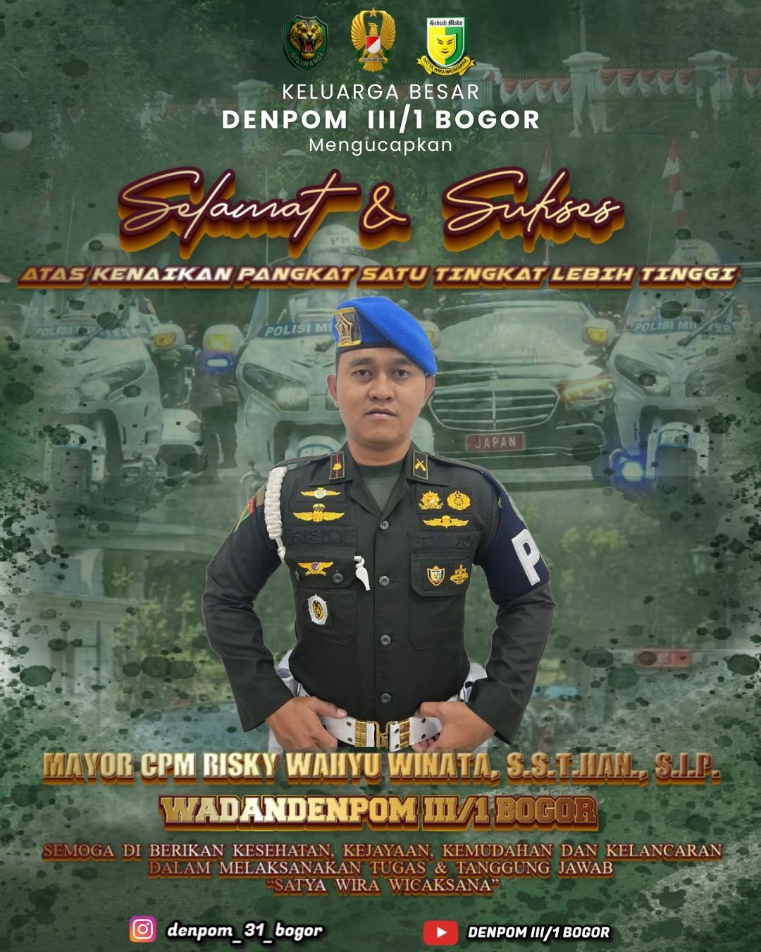 Pimpinan Beserta Staf Redaksi Suara Realitas Co Mengucapkan Selamat Atas Kenaikan Pangkat WADANDENPOM III/1 BOGOR