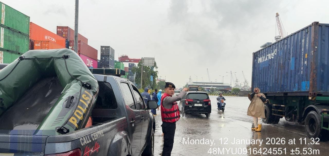 Polres Pelabuhan Tanjung Priok, Siaga Hadapi Genangan Air Dampak Hujan Lebat