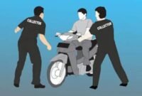 Foto ilustrasi pengendara motor stop oleh oknum debt Collector
