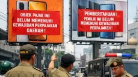 ILUSTRASI - 2 reklame milik Erafone dan Xiaomi (Redmi) di Jakarta Utara yang melanggar Perda dan Pergub DKI Jakarta. (Foto: Ekslusif Suara Realitas).