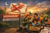 ILUSTRASI - skandal PJLP Jaksel meledak! 56 pekerja dirumahkan jelang Lebaran (Idulfitri), dan dugaan setoran Rp10–Rp35 Juta ke oknum Sudin LH terkuak. (Foto: Ekslusif Suara Realitas).