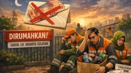 ILUSTRASI - skandal PJLP Jaksel meledak! 56 pekerja dirumahkan jelang Lebaran (Idulfitri), dan dugaan setoran Rp10–Rp35 Juta ke oknum Sudin LH terkuak. (Foto: Ekslusif Suara Realitas).