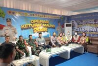 Koramil 14/Panongan Kodim 0510/Tigaraksa bersama unsur TNI-Polri dan instansi terkait melaksanakan pengamanan arus mudik di Pos Pam Terpadu Gerbang Citra Raya Bundaran 1, Desa Cikupa, Kecamatan Cikupa, Kabupaten Tangerang, Rabu (18/03/2026).