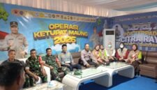 Koramil 14/Panongan Kodim 0510/Tigaraksa bersama unsur TNI-Polri dan instansi terkait melaksanakan pengamanan arus mudik di Pos Pam Terpadu Gerbang Citra Raya Bundaran 1, Desa Cikupa, Kecamatan Cikupa, Kabupaten Tangerang, Rabu (18/03/2026).