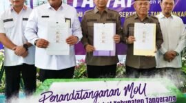 penandatanganan Nota Kesepahaman (MoU) Percepatan Sertifikasi Tanah Wakaf Kabupaten Tangerang. Bertempat di Auditorium Hj. Rumsini, M.Pd YABIKA Rabu (06/04/2026)