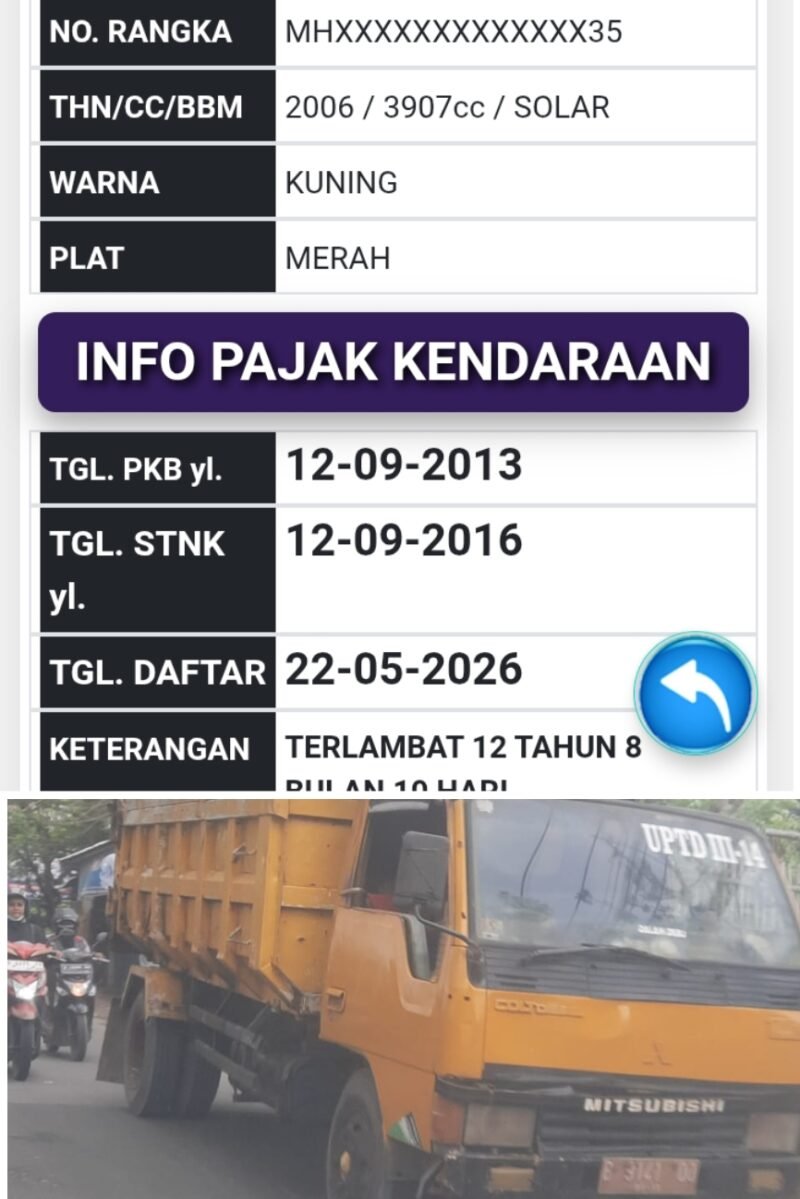 Unit kendaraan DLHK Kabupaten Tangerang yang menunggak pajak selama 12tahun