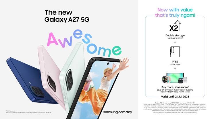 ILUSTRASI - Samsung Galaxy A27 5G hadir dengan desain layar punch hole, bezel lebih tipis, dan chipset Snapdragon 6 Gen 3. Meski tampil lebih modern, sertifikasi ketahanan airnya turun dari IP67 menjadi IP64, serta pakai chipset Snapdragon 6 Gen 3. (Foto: Istimewa).
