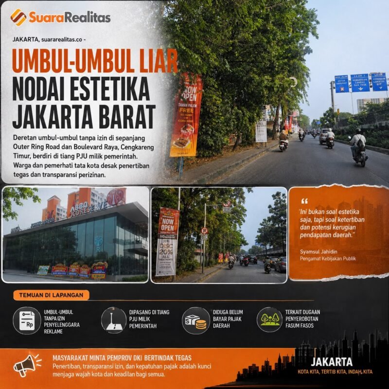 ILUSTRASI - pengusaha di Taman Palem diduga serobot fasum fasos milik Pemprov DKI Jakarta untuk kepentingan akses masuk hingga lahan parkir, dan pasang umbul-umbul ilegal yang tak kantongi izin serta membayar pajak reklame. (Foto: Ekslusif Suara Realitas).