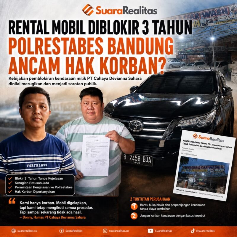 ILUSTRASI - perusahaan layanan sewa rental mobil bernama PT Cahaya Devianna Sahara mengakui bahwa status Fortunernya diblokir selama 3 tahun hingga rugi ratusan juta, Polrestabes Bandung ancam hak korban? (Foto: Ekslusif Suara Realitas).