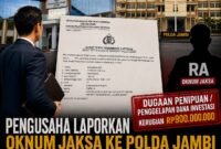 ILUSTRASI - pengusaha asal Jakarta melaporkan oknum Jaksa berinisial RA ke Polda Jambi. (Foto: Suara Realitas).