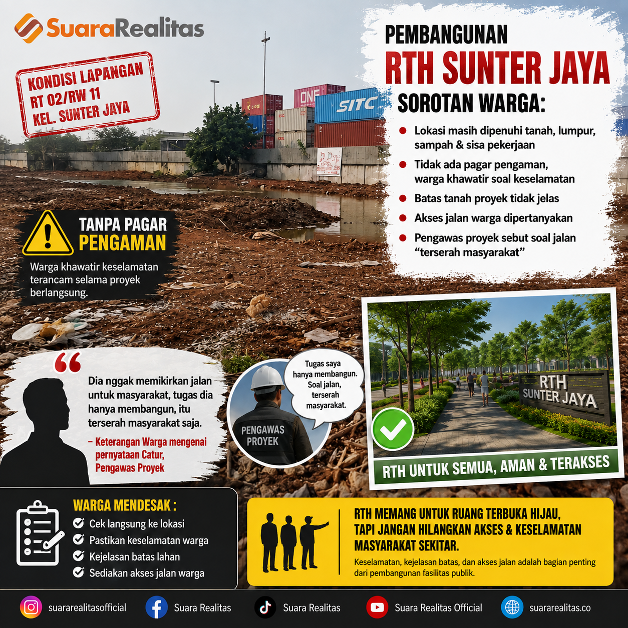 Pembangunan RTH Sunter Jaya Disorot Warga: Pengamanan, Batas Lahan hingga Akses Jalan Dipertanyakan