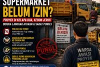 ILUSTRASI - bangun telebih dahulu, izin belakangan? Proyek Supermarket di Kebon Jeruk menjadi sorotan tajam. (Foto: Suara Realitas).