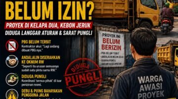 ILUSTRASI - bangun telebih dahulu, izin belakangan? Proyek Supermarket di Kebon Jeruk menjadi sorotan tajam. (Foto: Suara Realitas).