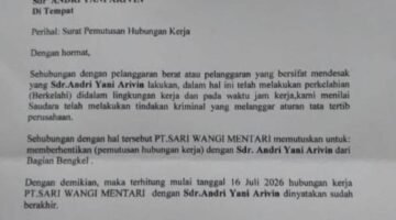 Surat Pemutusan Hubungan Kerja diduga sepihak