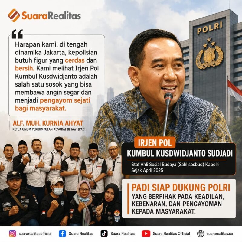 ILUSTRASI - Ketua Umum PADI: figur Irjen Pol Kumbul Kusdwidjanto mebawa harapan baru. Kepolisian Daerah Jakarta merindukan pimpinan cerdas dan dekat dengan masyarakat. (Foto: Suara Realitas).