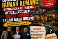 ILUSTRASI - rumah principal muncul di Threads dan Diklaim Dijual Rp4,2 Miliar, Kuasa Hukum minta iklan diturunkan. (Foto: Suara Realitas).