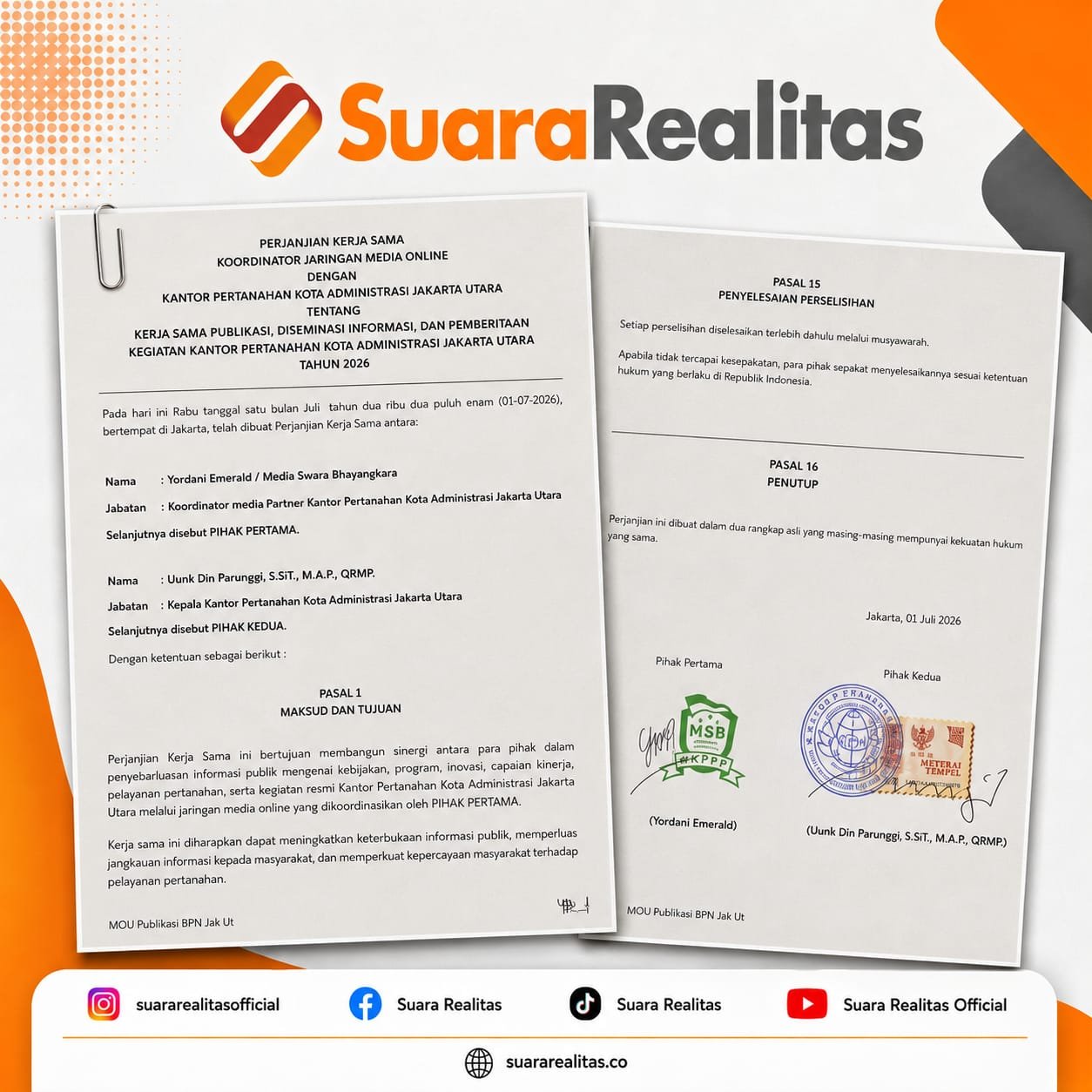 Dugaan “Pintu Satu” Akses Wartawan di ATR/BPN Jakarta Utara Dipertanyakan, Perjanjian dengan Koordinator Media Disorot