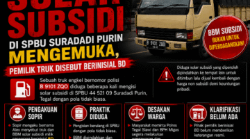 ‎Dugaan Penyalahgunaan Solar Subsidi di SPBU Suradadi Purin Tegal Mencuat, Pemilik Truk Disebut Berinisial BD