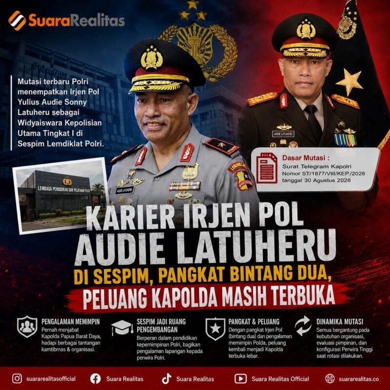 ILUSTRASI - naik pangkat menjadi Irjen, Audie Latuheru masih berpeluang kembali menduduki kursi Kapolda. (Foto: Suara Realitas).