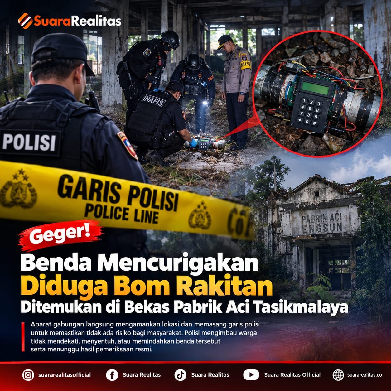 Benda Misterius Mirip Bom Rakitan Gegerkan Warga Tawang, Polisi Bergerak Cepat Amankan Bekas Pabrik Engsun
