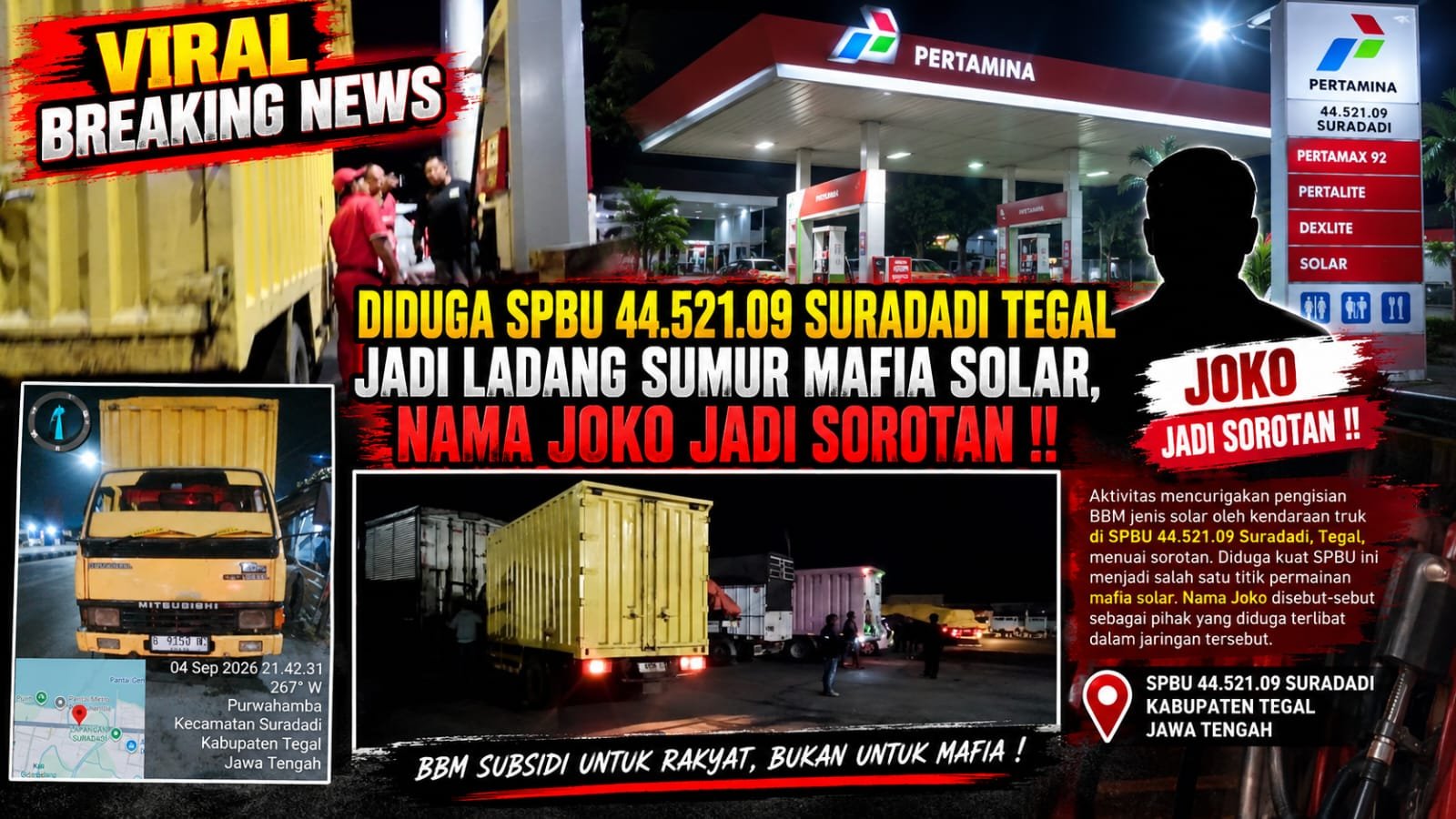 Dugaan Permainan Solar Subsidi di SPBU Suradadi, Sopir Sebut Bekerja atas Perintah Joko