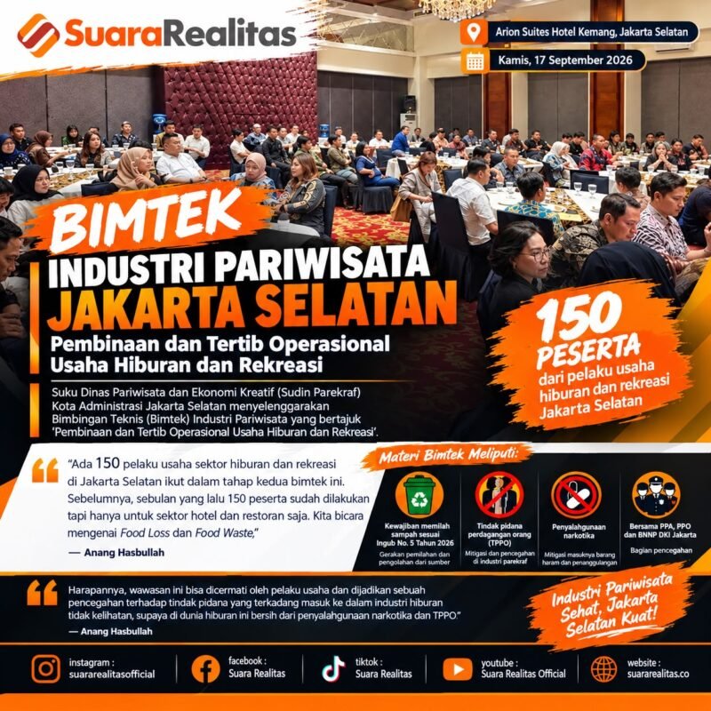 POTRET - cegah TPPO dan Narkotika masuk dunia hiburan, Sudin Parekraf Jaksel gelar Bimtek. (Foto: Suara Realitas).