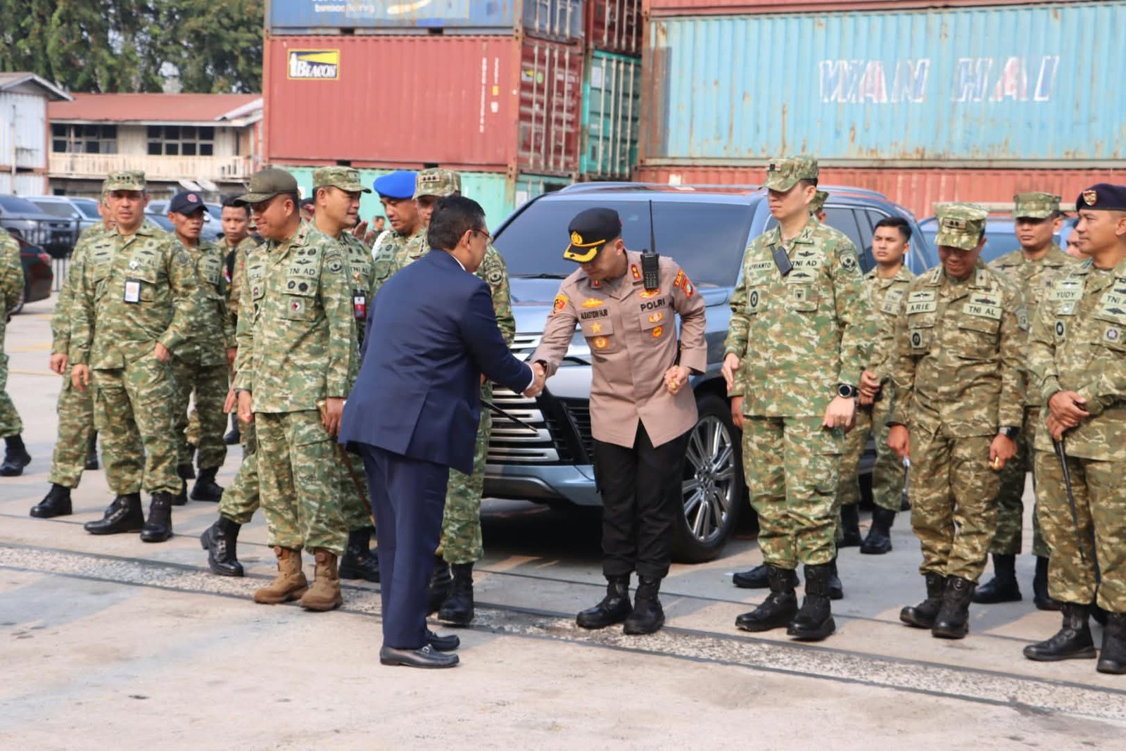 Kapolres Priok Hadiri Penyambutan Kapal Induk ITS Giuseppe Garibaldi, Menteri Pertahanan dan Pejabat Tinggi TNI