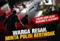 ILUSTRASI - aksi tiga orang tak dikenal terpantau bawa Sajam dan bikin warga di Jalan Sertu Semanan Kalideres resah. (Foto: Suara Realitas).