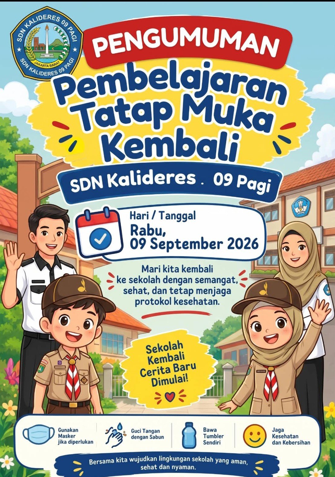 Abu Vulkanik Anak Krakatau Reda, SDN 09 Kalideres Belajar Tatap Muka