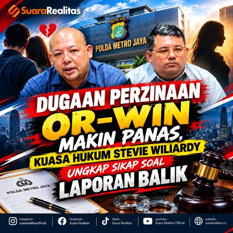 ILUSTRASI - dugaan perzinaan OR–WIN berujung laporan balik, Kuasa Hukum Stevie Wiliardy angkat bicara. (Foto: Suara Realitas).