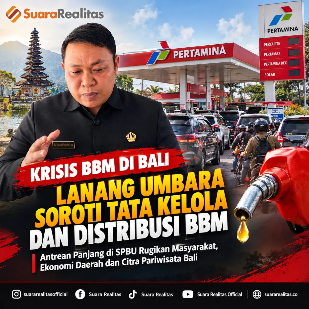 I Gusti Lanang Umbara, Wakil Ketua Komisi I DPRD Badung, menyoroti krisis BBM di Bali dan mendesak Pertamina menambah armada pengangkut untuk mempercepat distribusi serta mengurai antrean SPBU.