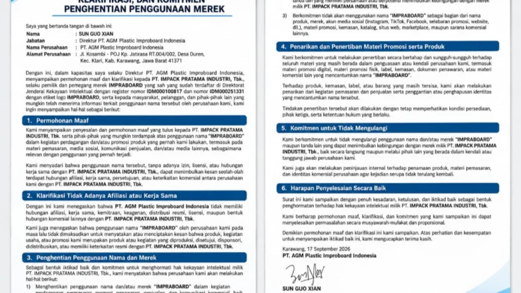 Pengumuman Permohonan Maaf, Klarifikasi, dan Komitmen Penghentian Penggunaan Merek