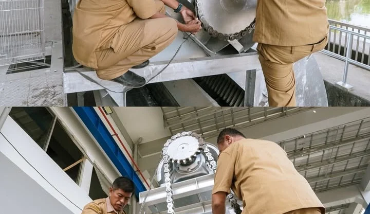 Sudin SDA Jakarta Lakukan Pemeliharaan Rotary Screen Rumah Pompa Rawa Badak untuk Hadapi Musim Hujan